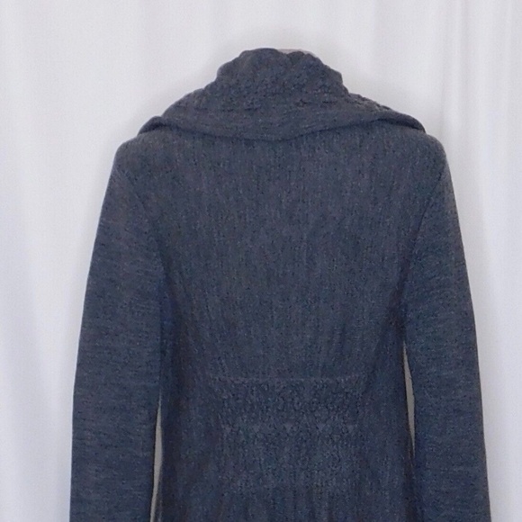 Anthropologie MOTH Gray Wool Ha'penny Cardigan Ruffled Cinched Tie Neck Medium - Picture 8 of 11
